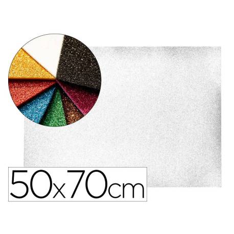 GOMA EVA CON PURPURINA BIODEGRADABLE MARCA LIDERPAPEL 50X70CM 60G/M2 ESPESOR 2 MM BLANCO