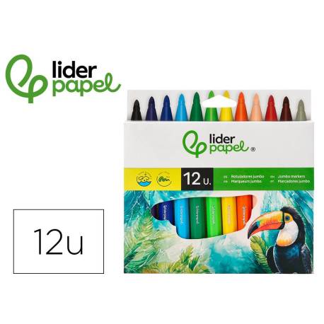Rotulador Liderpapel Jumbo gruesa lavables caja 12 colores