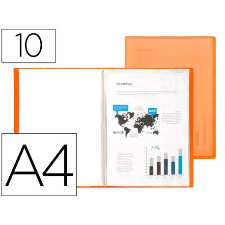 Carpeta Beautone escaparate naranja 10 fundas fijas Din a4