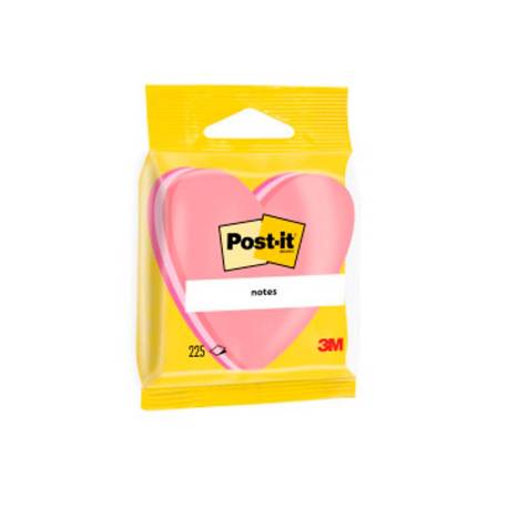 BLISTER PAPELERIA 3M 2007H CUBO DE NOTAS MARCA POST-IT TROQUELADO CORAZON 3 COLORES NEON