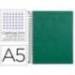 CUADERNO ESPIRAL MARCA LIDERPAPEL A5 MICRO PAPERCOAT TAPA FORRADA 140H 75 GR CUADRO5MM 5 BANDAS 6 TALADROS VERDE