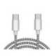 CABLE USB-C A USB-C MARCA Q-CONNECT NAILON LONGITUD 1M BLANCO