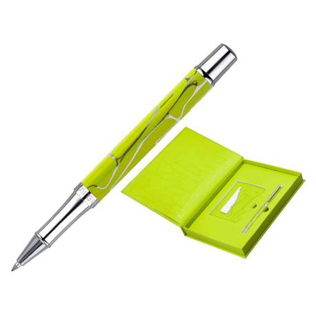 BOLIGRAFO Y WALLET MARCA BELIUS COCKTAILS MARGARITA ALUMINIO VERDE LIMA PLATEADO RELIEVE TINTA COLOR AZUL CAJA DE