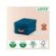 CAJA DE ALMACENAJE LEITZ CARTON PEQUEÑA CON ASA DE PIEL AZUL PACK DE 2 UNIDADES