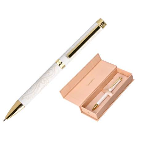 BOLIGRAFO MARCA BELIUS WILD WEST ALUMINIO COLOR CREMA DORADO TINTA COLOR AZUL CAJA DE DISEÑO