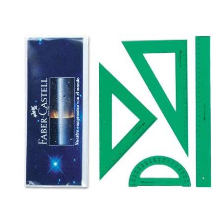Juego de reglas de plastico verde Faber-Castell