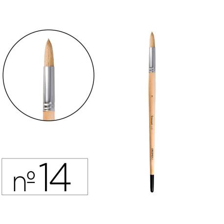 PINCEL PARA PINTURA AL OLEO Y ACRILICA MARCA LIDERPAPEL N 14 PUNTA REDONDA DE PELO DE CERDA CERTIFICADO FSC