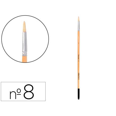 PINCEL PARA PINTURA AL OLEO Y ACRILICA MARCA LIDERPAPEL N 8 PUNTA REDONDA DE PELO DE CERDA CERTIFICADO FSC