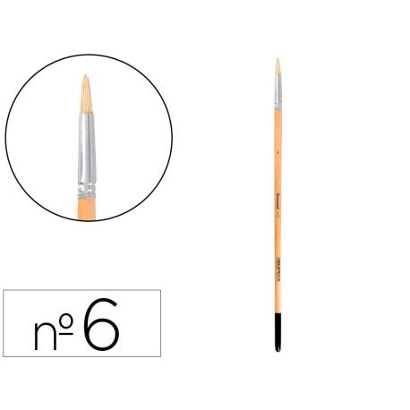 PINCEL PARA PINTURA AL OLEO Y ACRILICA MARCA LIDERPAPEL N 6 PUNTA REDONDA DE PELO DE CERDA CERTIFICADO FSC