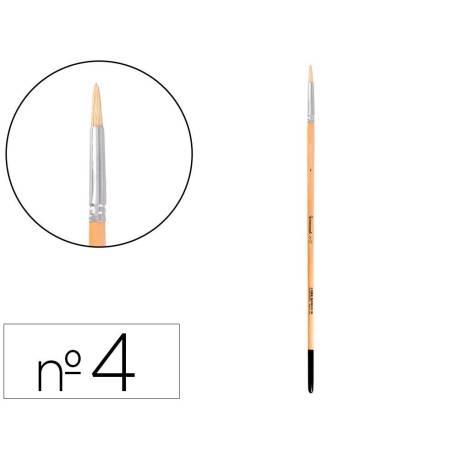 PINCEL PARA PINTURA AL OLEO Y ACRILICA MARCA LIDERPAPEL N 4 PUNTA REDONDA DE PELO DE CERDA CERTIFICADO FSC