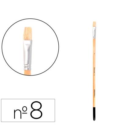 PINCEL PARA PINTURA AL OLEO Y ACRILICA MARCA LIDERPAPEL N 8 PUNTA PLANA DE PELO DE CERDA CERTIFICADO FSC