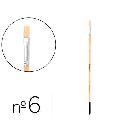 PINCEL PARA PINTURA AL OLEO Y ACRILICA MARCA LIDERPAPEL N 6 PUNTA PLANA DE PELO DE CERDA CERTIFICADO FSC