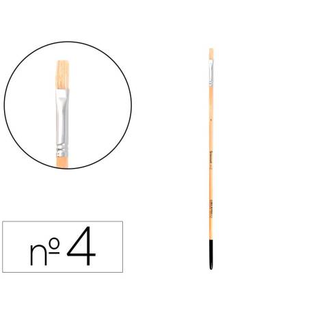 PINCEL PARA PINTURA AL OLEO Y ACRILICA MARCA LIDERPAPEL N 4 PUNTA PLANA DE PELO DE CERDA CERTIFICADO FSC