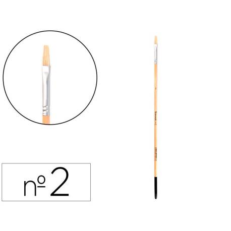 PINCEL PARA PINTURA AL OLEO Y ACRILICA MARCA LIDERPAPEL N 2 PUNTA PLANA DE PELO DE CERDA CERTIFICADO FSC