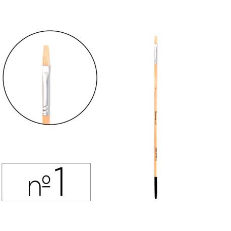 PINCEL PARA PINTURA AL OLEO Y ACRILICA MARCA LIDERPAPEL N 1 PUNTA PLANA DE PELO DE CERDA CERTIFICADO FSC