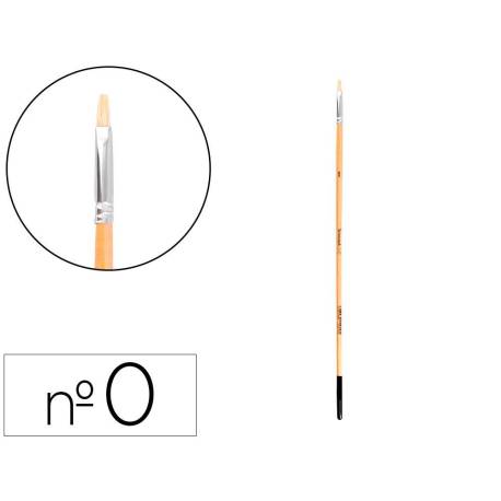PINCEL PARA PINTURA AL OLEO Y ACRILICA MARCA LIDERPAPEL N 0 PUNTA PLANA DE PELO DE CERDA CERTIFICADO FSC