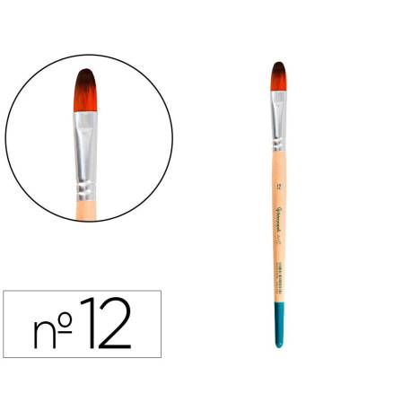 PINCEL PARA PINTURA ACRILICA Y ACUARELA MARCA LIDERPAPEL N 12 PUNTA FILBERT / LENGUA GATO DE PELO SINTETICO CERTIFICADO