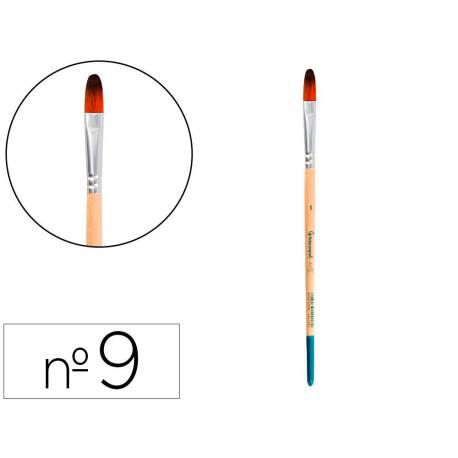 PINCEL PARA PINTURA ACRILICA Y ACUARELA MARCA LIDERPAPEL N 9 PUNTA FILBERT / LENGUA GATO DE PELO SINTETICO CERTIFICADO