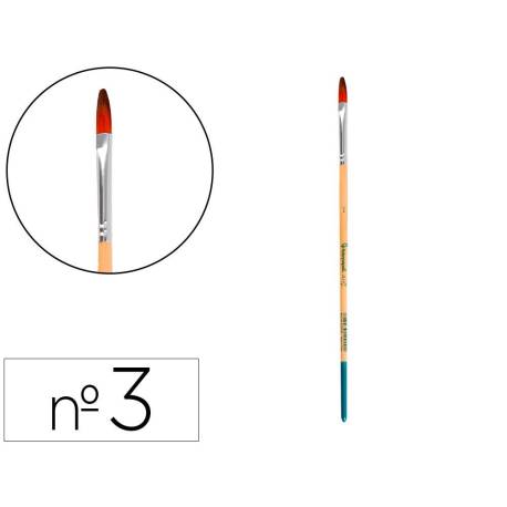 PINCEL PARA PINTURA ACRILICA Y ACUARELA MARCA LIDERPAPEL N 3 PUNTA FILBERT / LENGUA GATO DE PELO SINTETICO CERTIFICADO