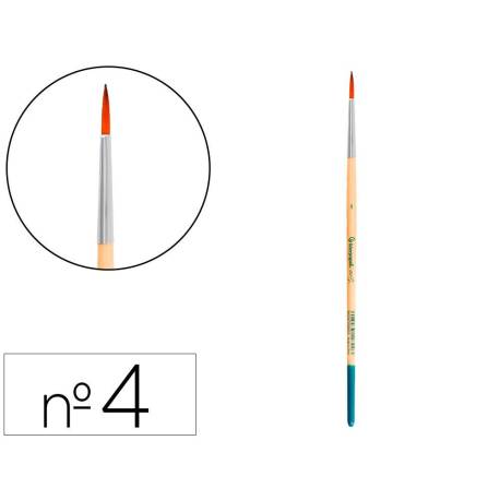 PINCEL PARA PINTURA ACRILICA Y ACUARELA MARCA LIDERPAPEL N 4 PUNTA REDONDA DE PELO SINTETICO CERTIFICADO FSC