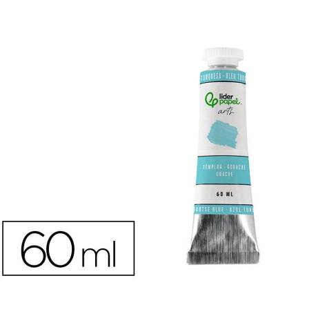 PINTURA GOUACHE/TEMPERA MARCA LIDERPAPEL TUBO DE ALUMINIO DE 60 ML COLOR AZUL TURQUESA