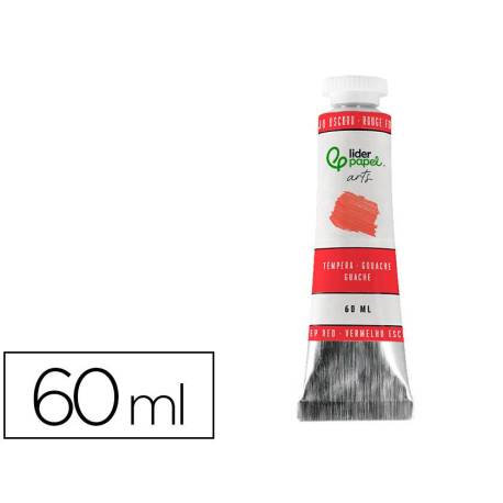 PINTURA GOUACHE/TEMPERA MARCA LIDERPAPEL TUBO DE ALUMINIO DE 60 ML COLOR ROJO OSCURO