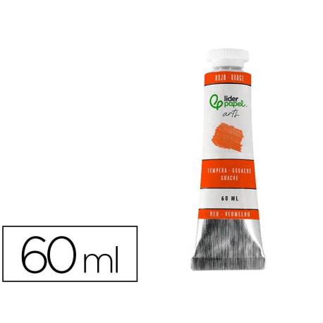 PINTURA GOUACHE/TEMPERA MARCA LIDERPAPEL TUBO DE ALUMINIO DE 60 ML COLOR ROJO