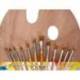 PINCELES SINTETICOS MARCA LIDERPAPEL PACK DE 12 UNIDADES CON PUNTAS Y TAMAÑOS SURTIDOS + PALETA DE MADERA
