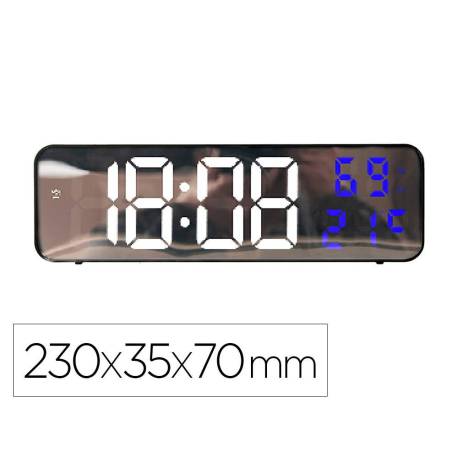 RELOJ MARCA Q-CONNECT DE PARED Y SOBREMESA DIGITAL CON TEMPERATURA 230X35X70 MM