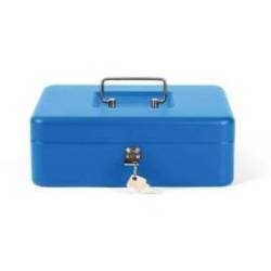 Caja caudales Q-Connect 10" 250x180x90 mm color azul con bandeja portamonedas