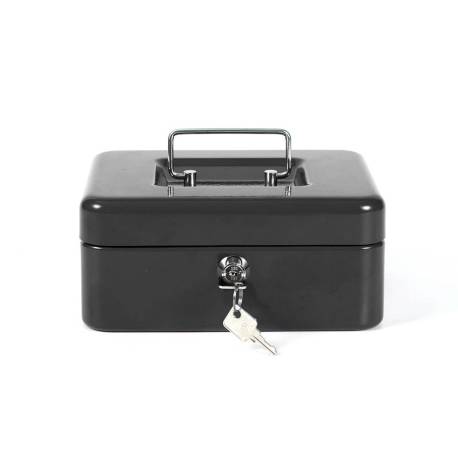 Caja caudales Q-Connect 8" 200x160x90 mm color negro con bandeja portamonedas