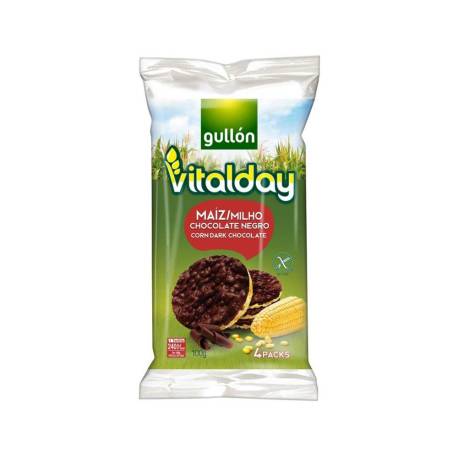 TORTITAS DE MAIZ MARCA GULLON VITALDAY CHOCOLATE NEGRO PAQUETE DE 4 UNIDADES 25 GR