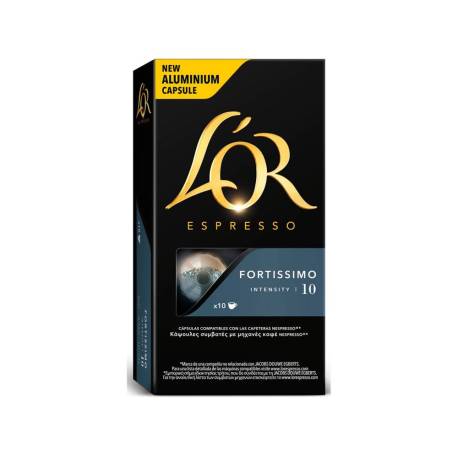 CAFE MARCA L'OR ESPRESSO FORTISSIMO INTENSIDAD 10 CAJA DE 10 CAPSULAS COMPATIBLE NESPRESSO