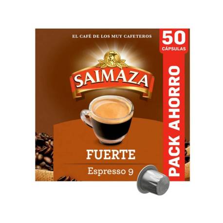 CAFE MARCA SAIMAZA FUERTE ESPRESSO INTENSIDAD 9 CAJA DE 50 CAPSULAS COMPATIBLE NESPRESSO