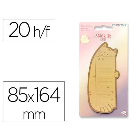 BLOC NOTAS ADHESIVAS MARCA IMAGINOVO LETTER CON MENSAJE TRASERO GATO 20 HOJAS 85X164 MM