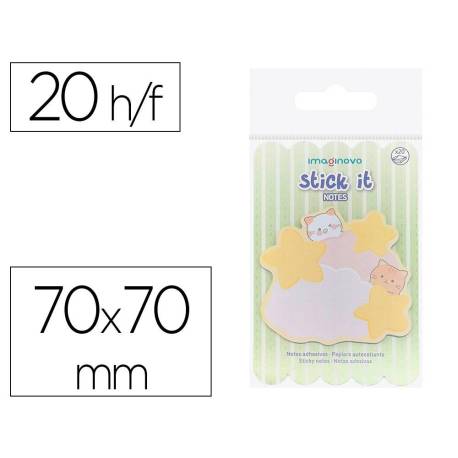 BLOC NOTAS ADHESIVAS MARCA IMAGINOVO MEOW 20 HOJAS NUBES 70X70 MM