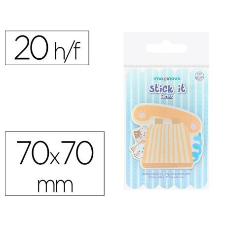 BLOC NOTAS ADHESIVAS MARCA IMAGINOVO MEOW 20 HOJAS TELEFONO 70X70 MM