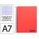 CUADERNO ESPIRAL LIDERPAPEL A7 MICRO WONDER TAPA PLASTICO 100H 90 GR CUADRO 5MM 4 BANDAS COLOR ROJO