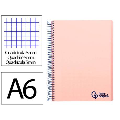 Bloc Liderpapel DIN A6 micro wonder 120 hojas cuadro 5mm 4 bandas tapa plástio 90 gr rosa