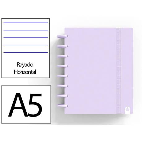 CUADERNO INGENIOX FOAM A5 80H RAYADO HORIZONTAL COLOR MALVA PASTEL