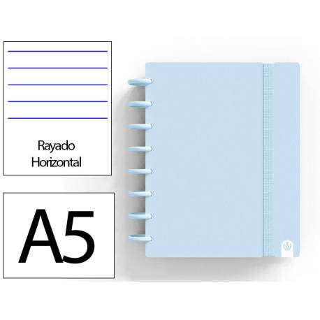 CUADERNO INGENIOX FOAM A5 80H RAYADO HORIZONTAL COLOR AZUL PASTEL