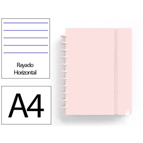 CUADERNO INGENIOX FOAM A4 80H RAYADO HORIZONTAL COLOR ROSA PASTEL