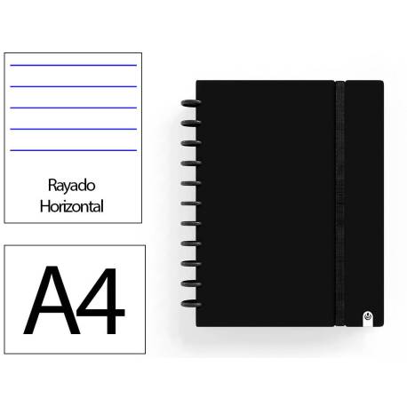 CUADERNO INGENIOX FOAM A4 80H RAYADO HORIZONTAL COLOR NEGRO