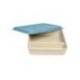 FIAMBRERA MARCA EXACOMPTA REUTILIZABLE 2 COMPARTIMENTOS COLOR BEIG CON TAPA COLOR AZUL BIODEGRADABLE 250X210X50