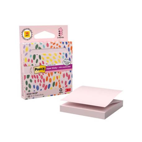 BLOC DE NOTAS ADHESIVAS QUITA Y PON MARCA POST IT Z-NOTAS SUPER STICKY 100% PEFC 76X76 MM DISPENSADOR 90 HOJAS ROSA