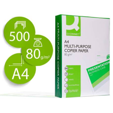 PAPEL FOTOCOPIADORA Q-CONNECT ECONOMY DIN A4 80 GRAMOS PAQUETE DE 500 HOJAS