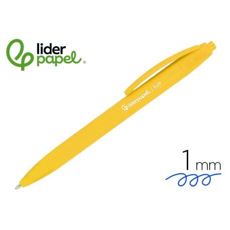 BOLIGRAFO LIDERPAPEL PUNTA 1 MM RETRACTIL CON CLIP ACABADO SOFT TOUCH TINTA COLOR AZUL CUERPO AMARILLO
