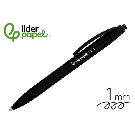 BOLIGRAFO MARCA LIDERPAPEL PUNTA 1 MM RETRACTIL CON CLIP ACABADO SOFT TOUCH TINTA NEGRA CUERPONEGRO