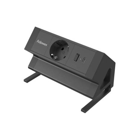 REGLETA MARCA FELLOWES SOBREMESA 1 TOMA + USB A + USB C COLOR NEGRO