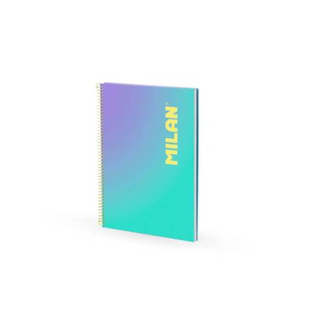 CUADERNO ESPIRAL MARCA MILAN COLECCION SUNSET DIN A4 TAPA DURA 90 HOJAS 95 GR CUADRICULA 5 MM VERDE